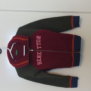 New without tag Benetton adorable and warm pink and green jacket Sz 2-3 XXS